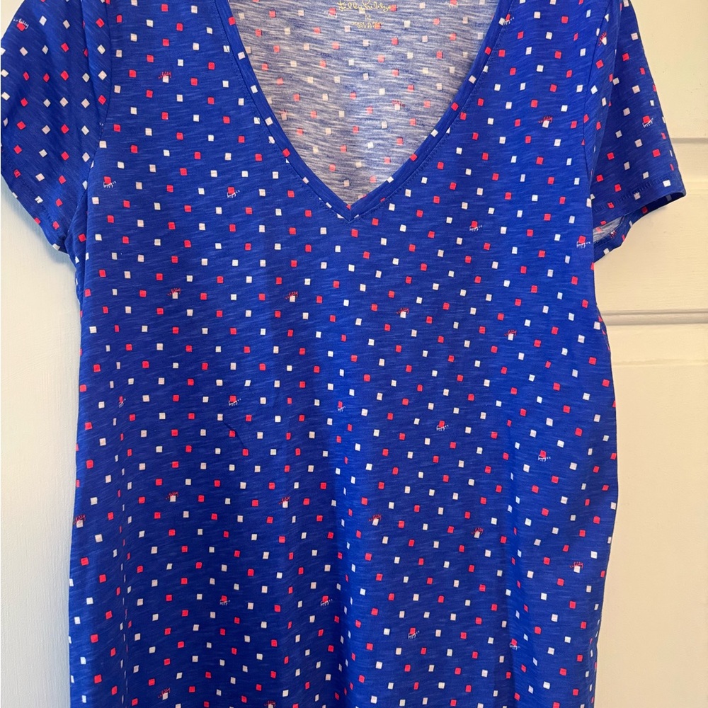 Lilly Pulitzer Blue and Pink Short Sleeve T-Shirt